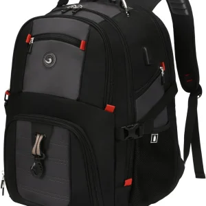SHRRADOO Mochila de viaje extra grande + puerto USB , para laptop de 17 pulgadas