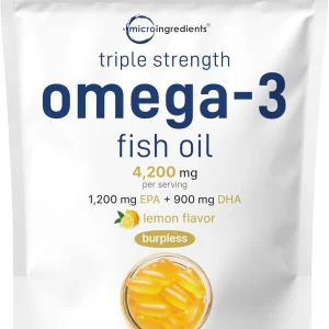 Omega-3 Fish oil  Microingredients 4200mg - 1,200mg EPA + 900mg DHA - 240 capsulas sabor a limon