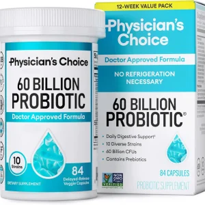 Physician's CHOICE 60 billones – 10 cepas + prebióticos orgánicos, 84 capsulas