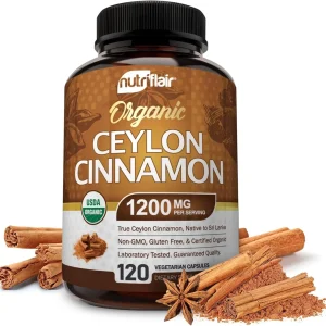 NutriFlair Organic Ceylon Cinnamon 1200mg, 120 Capsulas
