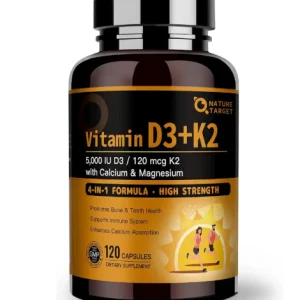 Nature Target - Vitamina D3(5,000iu)+K2(120mcg)con calcium y magnesio , 120 capsulas