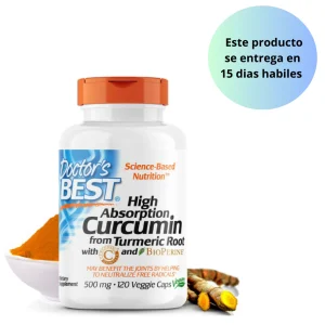 Doctor's Best Curcumina de raíz de cúrcuma con complejo C3 y bioperina- 120 tabletas