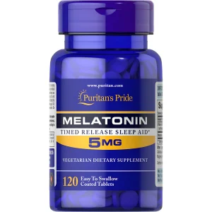 Melatonina 5mg  con Vitamina B6. Puritans Pride 120 Tabletas de Liberaciion Prolongada